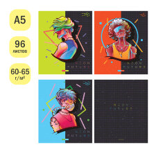 Тетрадь 96л., А5, клетка ArtSpace "Рисунки. Neon future"