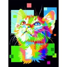 Картина по номерам на холсте ТРИ СОВЫ "Пиксельный кот", 30*40, с акриловыми красками и кистями