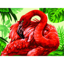 Картина по номерам на холсте ТРИ СОВЫ "Розовый фламинго", 30*40, с акриловыми красками и кистями