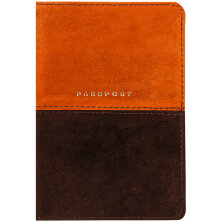 Обложка для паспорта OfficeSpace "Duo", кожа, осень+коричневый, тиснение фольгой