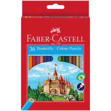 Карандаши цветные Faber-Castell "Замок", 36цв., шестигр., заточ.+точилка, картон, европодвес