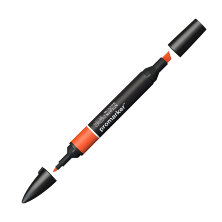 Маркер художественный двухсторонний Winsor&Newton "Pro", пулевидный/скошенный, 2мм/7мм, ярко-оранжевый
