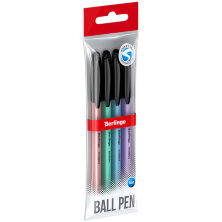 Ручка шариковая Berlingo "Instinct" синяя, 0,7мм, корпус ассорти, 4шт., пакет