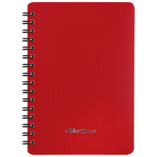 Записная книжка А6 60л., на гребне OfficeSpace "Base", красная пластиковая обложка