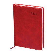 Ежедневник датированный 2023г. с вырубкой, А5, 176л., кожзам, OfficeSpace "Vesper Index", бордовый