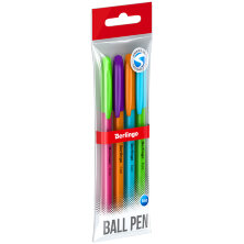 Ручка шариковая Berlingo "Triangle Fuze Stick" синяя, 0,5мм корпус ассорти, 4шт., пакет