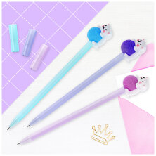 Ручка шариковая MESHU "Cute Cats. Кот с клубком" синяя, 0,7мм, корпус ассорти, с топпером