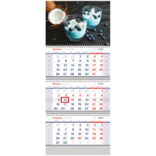 Календарь квартальный 3 бл. на 3 гр. OfficeSpace Standard "Sweet dessert", с бегунком, 2023г.