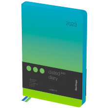 Ежедневник датированный 2023г., А5, 184л., кожзам, Berlingo "Radiance", зеленый/голубой градиент
