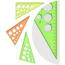 Треугольник 30°, 19см СТАММ, пластиковый, с окружностями, прозрачный, неоновые цвета, ассорти