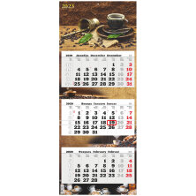 Календарь квартальный 3 бл. на подложке Атберг 98 "Премиум Трио" - Кофе, с бегунком, 2023г