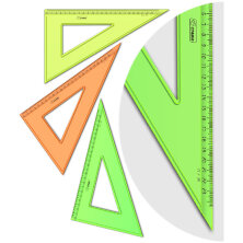 Треугольник 30°, 23см СТАММ, пластиковый, прозрачный, неоновые цвета, ассорти
