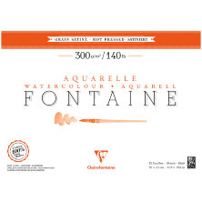 Альбом для акварели, 12л., 30*40, на склейке Clairefontaine "Fontaine Grain satin?", 300г/м2, горяч. пресс., сатин