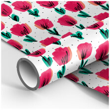 Упаковочная бумага глянц. 70*100см, MESHU "Red tulips", 90г/м2