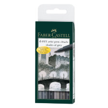 Набор капиллярных ручек Faber-Castell "Pitt Artist Pen Brush" 6шт., оттенки серого, пластик. уп., европодвес