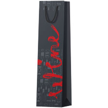 Пакет подарочный 12*36*8,5см ArtSpace "Black and red", отд. выбор. лаком, матовое ламинированние, под бутылку