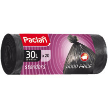 Мешки для мусора  30л Paclan "Standard" ПНД, 50*60см, 7,3мкм, 20шт., черные, в рулоне