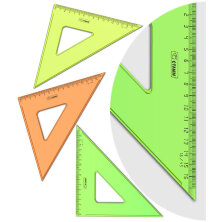 Треугольник 45°, 16см СТАММ, пластиковый, прозрачный, неоновые цвета, ассорти