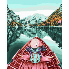Картина по номерам на холсте ТРИ СОВЫ "Озеро в горах", 40*50, с акриловыми красками и кистями