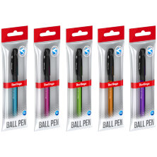 Ручка шариковая Berlingo "Color Zone stick" синяя, 0,7мм, прорезиненный корпус ассорти, пакет