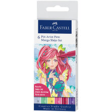 Набор капиллярных ручек Faber-Castell "Pitt Artist Pens Manga Sh?jo set Brush", ассорти, 6шт., европодвес
