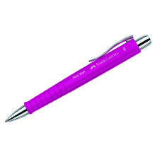 Ручка шариковая автоматическая Faber-Castell "Poly Ball XB" синяя, 1,4мм, софт-тач, трехгран., ярко-розовый корпус