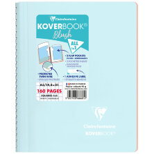 Тетрадь 80л., А5, клетка на гребне Clairefontaine "Koverbook Blush", пластиковая обложка, голубая, 90г/м2