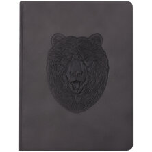 Ежедневник недатир. А5, 136л., кожзам, Кожевенная мануфактура "Медведь", серый, тиснение