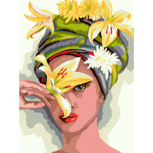 Картина по номерам на картоне ТРИ СОВЫ "Девушка с лилиями", 30*40, с акриловыми красками и кистями