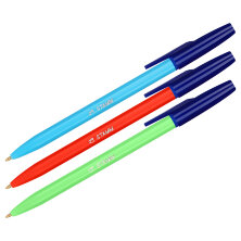 Ручка шариковая СТАММ "049" синяя, 1,0мм, флуоресцентный корпус ассорти