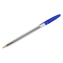 Ручка шариковая СТАММ "111" синяя, 1,0мм, прозрачный корпус