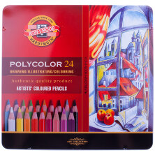 Карандаши цветные художественные Koh-I-Noor "Polycolor", 24цв., заточен., метал. пенал