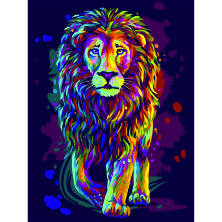 Картина по номерам на картоне ТРИ СОВЫ "Неоновый лев", 30*40, с акриловыми красками и кистями
