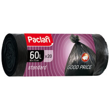 Мешки для мусора  60л Paclan "Standard" ПНД, 60*72см, 7,4мкм, 20шт., черные, в рулоне