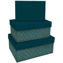 Набор прямоугольных коробок 3в1, MESHU "Emerald style. Base.", (19*12*7,5-15*10*5см)