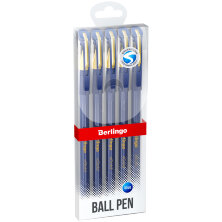 Ручка шариковая Berlingo "xGold" синяя, 0,7мм, игольчатый стержень, грип, 5шт., PET бокс