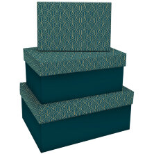 Набор прямоугольных коробок 3в1, MESHU "Emerald style. Top.", (19*12*7,5-15*10*5см)