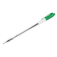 Ручка шариковая СТАММ "VeGa" зеленая, 0,7мм, прозрачный корпус