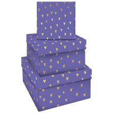 Набор квадратных коробок 3в1, MESHU "Hearts of gold", (19,5*19,5*11-15,5*15,5*9см)