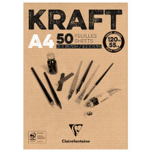 Скетчбук - блокнот 50л., А4 Clairefontaine "Kraft", на склейке, 120г/м2, верже, крафт
