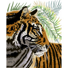 Картина по номерам на холсте ТРИ СОВЫ "Тигриный профиль", 40*50, с акриловыми красками и кистями
