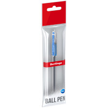 Ручка шариковая Berlingo "I-10" синяя, 0,4мм, грип, пакет с европодвесом
