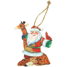 Елочное украшение из фанеры "Дед мороз на жирафе"