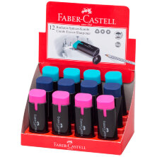 Точилка пластиковая с ластиком Faber-Castell "Combi" 1 отверстие, контейнер, ассорти