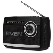 Портативная акустическая система Sven SRP-535, 3W, FM/AM/SW, USB, microSD, фонарь, аккумулятор, черный