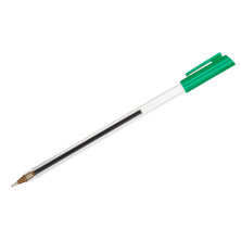 Ручка шариковая СТАММ "РШ 800" зеленая, 0,7мм, прозрачный корпус