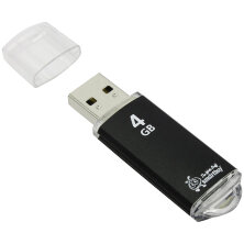 Память Smart Buy "V-Cut"  4GB, USB 2.0 Flash Drive, черный (металл. корпус )