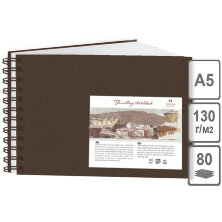 Скетчбук - блокнот 80л., А5 Лилия Холдинг "Travelling sketchbook. Шоколад", на гребне, 130г/м2, слоновая кость, твердая обложка