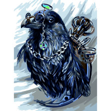 Картина по номерам на картоне ТРИ СОВЫ "Статный ворон", 30*40, с акриловыми красками и кистями