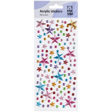 Наклейки акриловые MESHU "Shiny stars", 25*10см, стразы, 137 наклеек, инд. уп., европодвес